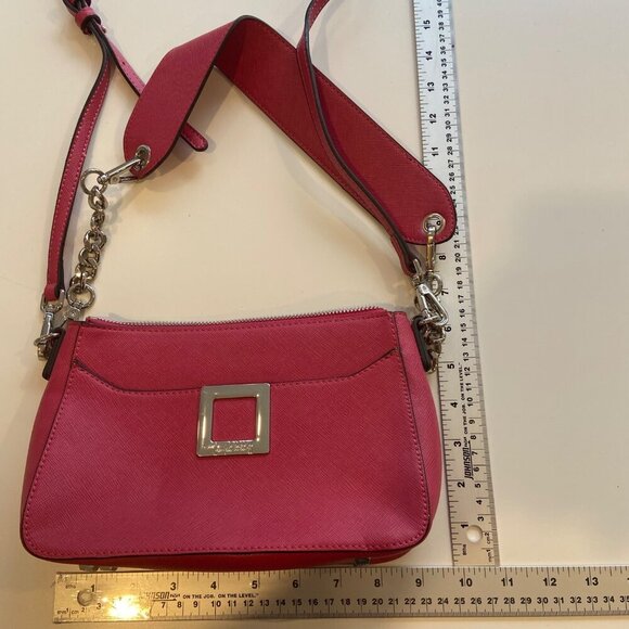Joseph Ribkoff designer Pink Crossbody Bag With Chain Strap & Silver Accents - Picture 14 of 16